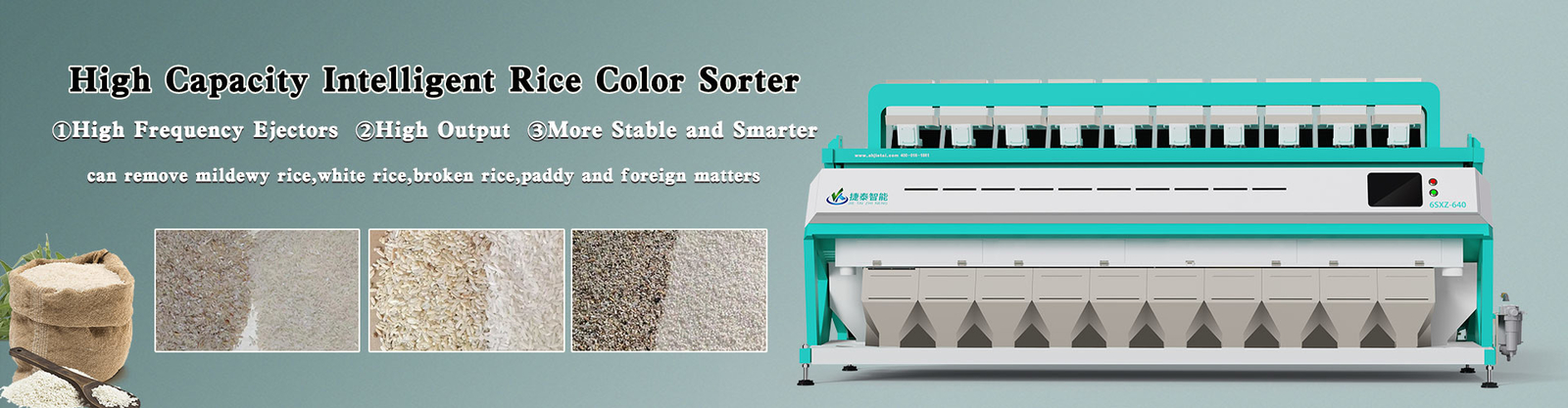 OEM Large Parboiled Steamed Rice Color Sorter Machine 10 Chute 640 Channels